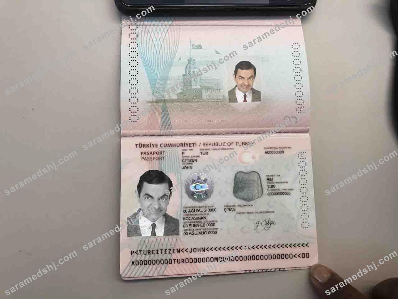 Turkey passport template in PSD format, fully editable (+editable PSD photo look) (2018 – present)